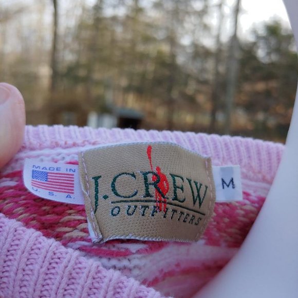 Vintage Women's J. Crew Pink Patterned Sweater - Picture 5 of 5